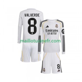 Maillot de Foot Real Madrid Valverde 8 Domicile 2025-26 Manches Longues - Enfant
